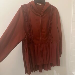 Zip up hoodie with lace details